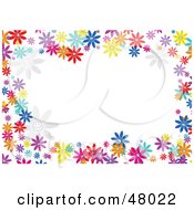 Colorful Stationery Border Of Daisy Flowers On White