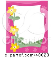 Poster, Art Print Of Pink Stationery Border Of Orange Flowers On White