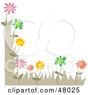 Poster, Art Print Of Stationery Border Or Corner Of Flowers On White