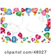 Colorful Stationery Border Of Happy Hearts On White