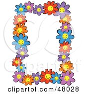 Colorful Stationery Border Of Happy Daisies On White