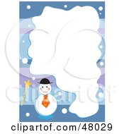 Poster, Art Print Of Stationery Border Of Frosty The Snowman On Purple And Blue With A White Text Box