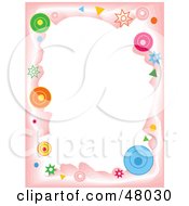 Poster, Art Print Of Stationery Border Of Circles And Stars On Pink And White
