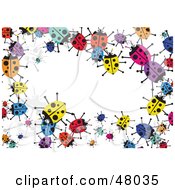 Poster, Art Print Of Colorful Stationery Border Of Ladybugs On White