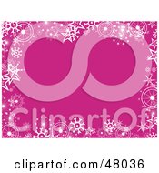 Poster, Art Print Of Stationery Border Of White Snowflakes On Pink
