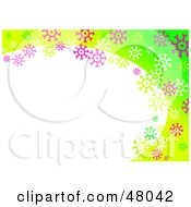 Poster, Art Print Of Stationery Border Of Colorful Snowflakes On Green With Text Space