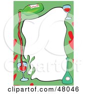 Poster, Art Print Of Green Stationery Border Of Red Wine On White