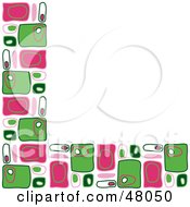 Retro Stationery Border Or Corner Of Pink And Green Rectangles On White
