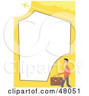 Poster, Art Print Of Yellow Stationery Border Of A Male Traveler And An Airliner On White