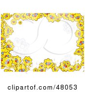 Poster, Art Print Of Stationery Border Of Yellow Sunflowers On White