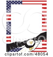 Poster, Art Print Of Stationery Border Of American Stars And Stripes And A Bald Eagle