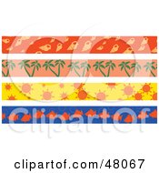 Royalty Free RF Clipart Illustration Of A Digital Collage Of Shell Palm Tree Sun And Fish Borders