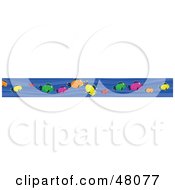 Poster, Art Print Of Border Of Colorful Fish In Blue Water