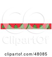 Poster, Art Print Of Border Of Green Christmas Trees On Red