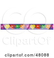Poster, Art Print Of Border Of Colorful Hearts On Purple