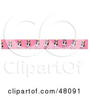 Royalty Free RF Clipart Illustration Of A Border Of Cows Eating Flowers On Pink