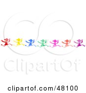 Border Of Colorful Silhouetted Girls Running