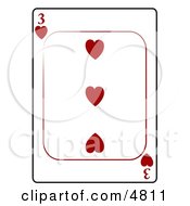 Poster, Art Print Of Three3 Of Hearts Playing Card