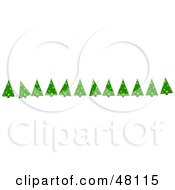 Border Of Green Christmas Trees On White
