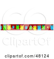 Poster, Art Print Of Border Of Christmas Tags On Red