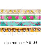 Royalty Free RF Clipart Illustration Of A Digital Collage Of Hatching Chicks Elephants Salamanders And Dogs