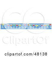 Royalty Free RF Clipart Illustration Of A Border Of Happy Wine Glasses On Blue by Prawny