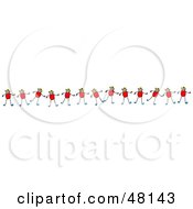 Royalty Free RF Clipart Illustration Of A Border Of Stick Children Holding Hands