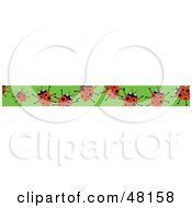 Poster, Art Print Of Border Of Red Ladybugs On Green