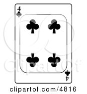Poster, Art Print Of Four4 Of Clubs Playing Card