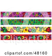 Poster, Art Print Of Digital Collage Of Alphabet And Number Borders