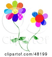 Royalty Free RF Clipart Illustration Of Two Flowers Made Of Different Material