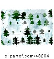 Royalty Free RF Clipart Illustration Of A Grungy Background Of Evergreens by Prawny