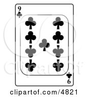 Nine9 Of Clubs Playing Card Clipart