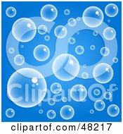 Poster, Art Print Of Blue Background Of Bubbles In Water