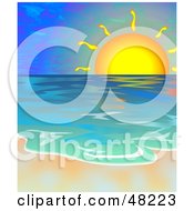 Poster, Art Print Of Beautiful Sunset Over The Ocean With The Surf Washing Up On The Shore