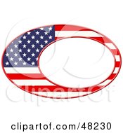 American Flag Oval Frame On White