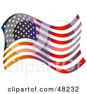 Flapping American Flag On White