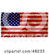 Grungy American Flag Background Bordered In White