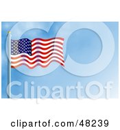 Royalty Free RF Clipart Illustration Of A Waving American Flag Against A Blue Sky by Prawny