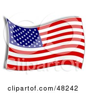 Royalty Free RF Clipart Illustration Of A Waving American Flag With A Shadow On White by Prawny