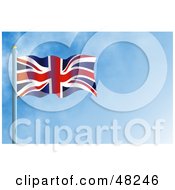 Royalty Free RF Clipart Illustration Of A Waving Union Jack Flag Against A Blue Sky