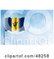 Royalty Free RF Clipart Illustration Of A Waving Barbados Flag Against A Blue Sky