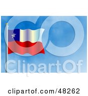 Royalty Free RF Clipart Illustration Of A Waving Chile Flag Against A Blue Sky