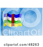 Royalty Free RF Clipart Illustration Of A Waving Central African Republic Flag Against A Blue Sky