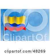 Royalty Free RF Clipart Illustration Of A Waving Colombia Flag Against A Blue Sky