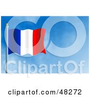 Royalty Free RF Clipart Illustration Of A Waving France Flag Against A Blue Sky