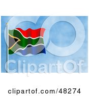 Royalty Free RF Clipart Illustration Of A Waving South Africa Flag Against A Blue Sky