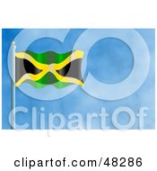 Royalty Free RF Clipart Illustration Of A Waving Jamaica Flag Against A Blue Sky