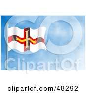 Royalty Free RF Clipart Illustration Of A Waving Guernsey Flag Against A Blue Sky