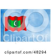 Royalty Free RF Clipart Illustration Of A Waving Maldives Flag Against A Blue Sky